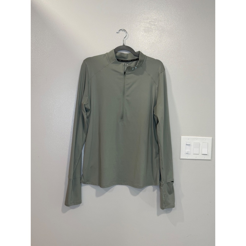 Under Armour Run Womens XL Quarter Zip Pullover Sage Green Fitted Thumbholes